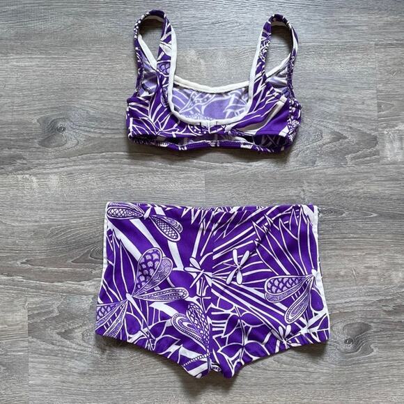 Vtg 60s 70s ROBBY LEN FASHIONS Dragon Fly Polyester Two Piece Bikini Sz 13/14 - Picture 2 of 8